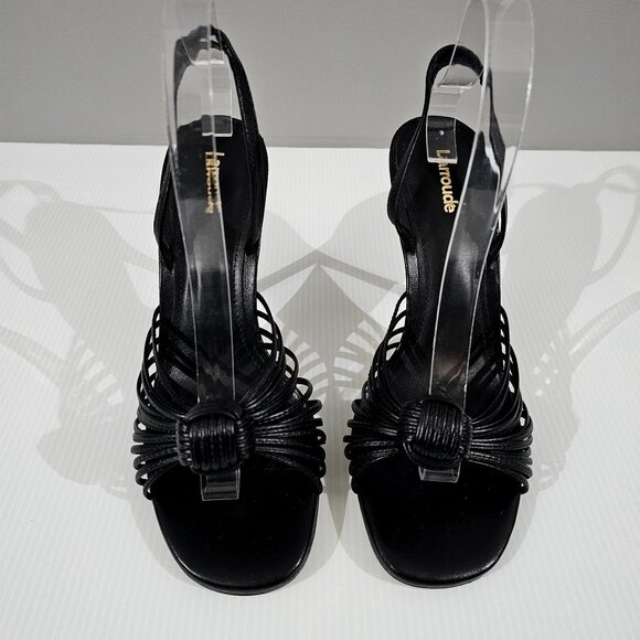 Larroude Valerie Slingback Knotted Sandal Stiletto Black Leather Size 9.5 NWOT - Picture 6 of 13